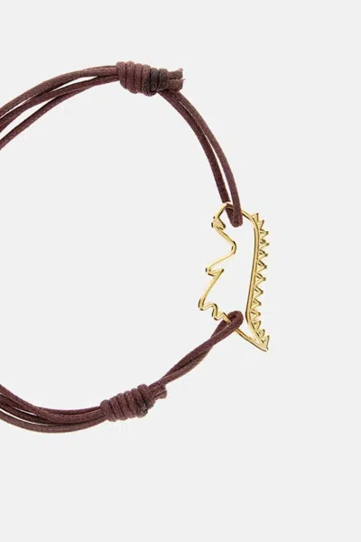 Aliita 9k Yellow Gold Dino Cord Bracelet In Brown