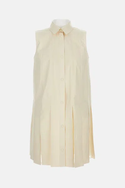 Moncler Cotton And Silk Mini Chemisier Dress In White