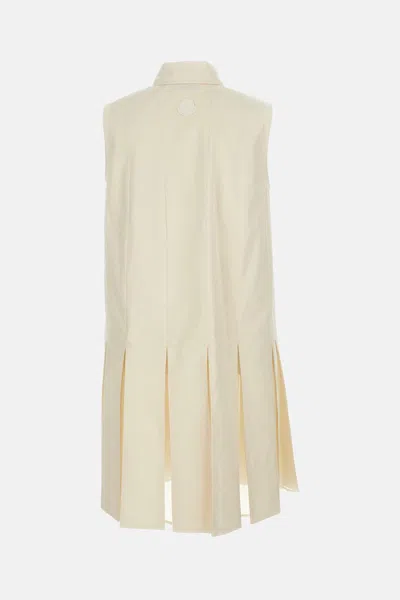 Moncler Cotton And Silk Mini Chemisier Dress In White