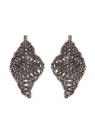 Shop Brunello Cucinelli Women Sculptured Silver Earrings