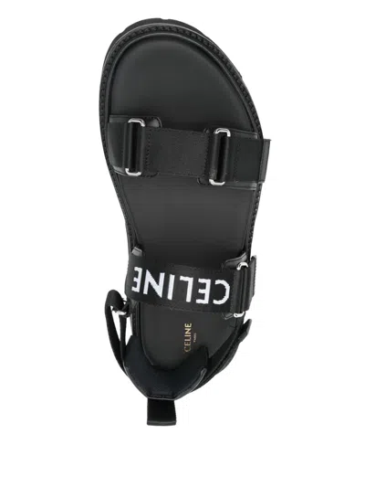 Celine Toe Flat Sole Buckle Detailing Sandals In Black