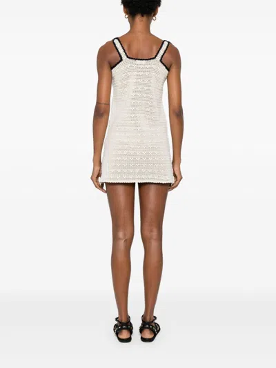 Celine Triomphe Mini Dress In Crocheted Cotton In Neutral
