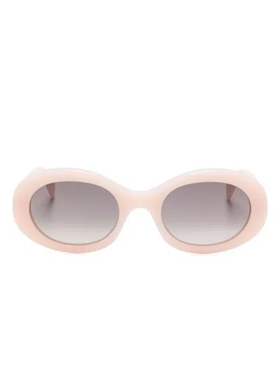 Celine Triomphe Acetate Oval Sunglasses In Neutral