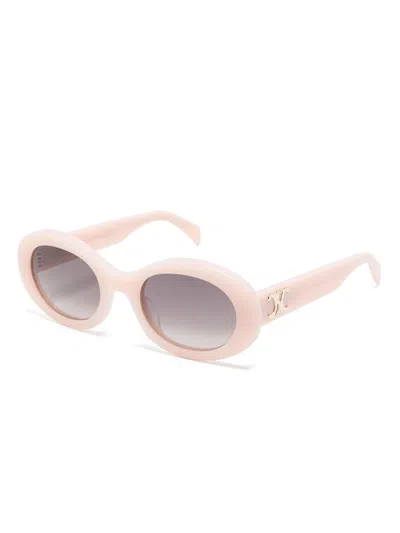 Celine Triomphe Acetate Oval Sunglasses In Neutral