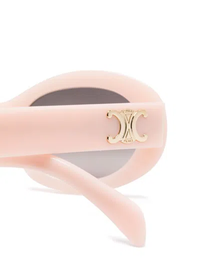 Celine Triomphe Acetate Oval Sunglasses In Neutral