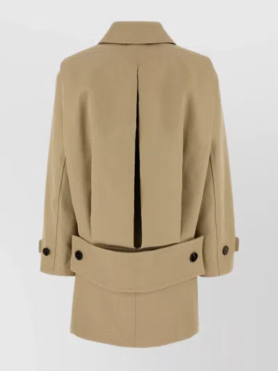 Gucci Women Beige Drill Overcoat In Brown