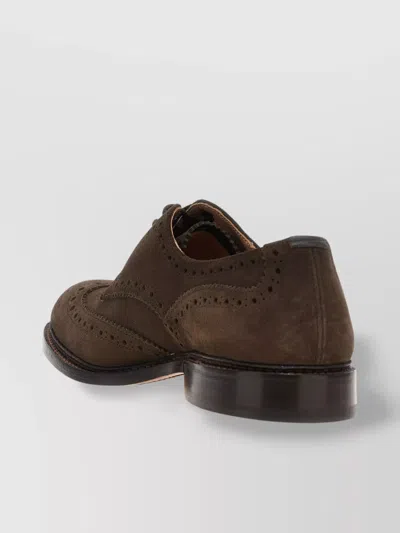Tricker's Light Lace-up Suede Round Toe In Brown