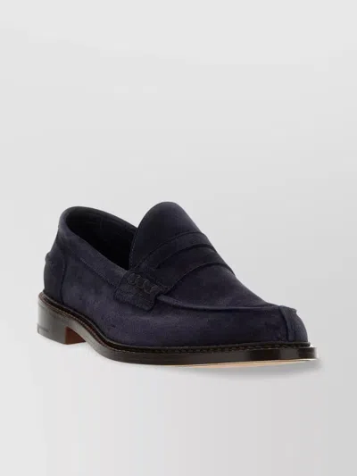 Tricker's Suede Loafers With Round Toe And Penny Strap In Black