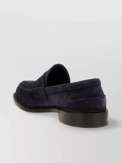 Tricker's Suede Loafers With Round Toe And Penny Strap In Black