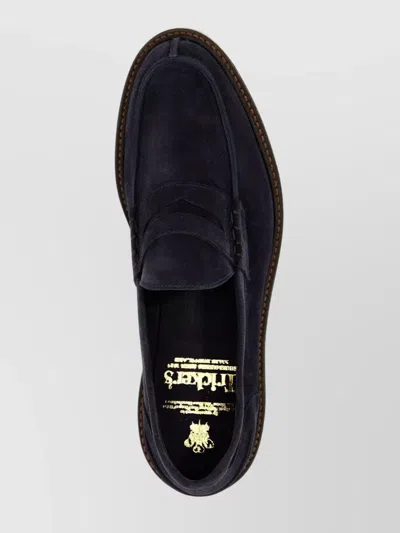 Tricker's Suede Loafers With Round Toe And Penny Strap In Black
