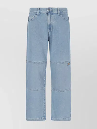 Dickies Straight Leg Trousers Contrast Stitching In Blue