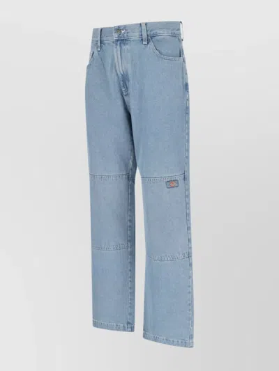 Dickies Straight Leg Trousers Contrast Stitching In Blue