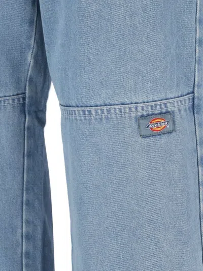 Dickies Straight Leg Trousers Contrast Stitching In Blue