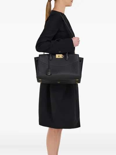 Ferragamo Black Handbag With Adjustable And Removable Shoulder Strap And Gancini Turn-lock Closure In Grained  In Black