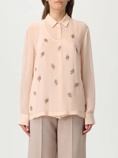 Fendi Women Georgette Top With Rhinestones And Sequins Embroidery In Multi