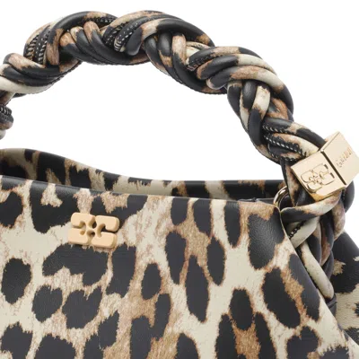 Ganni Structured Leopard Print Handbag With Twisted Handle