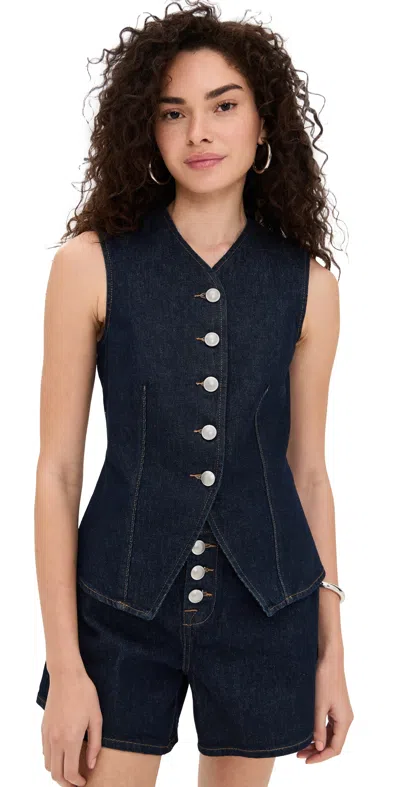7 For All Mankind Lady Button-fastening Denim Waistcoat In Animal Print