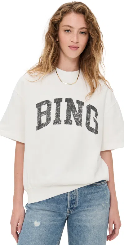 Anine Bing Short-sleeve Pullover In Soft French Terry In White