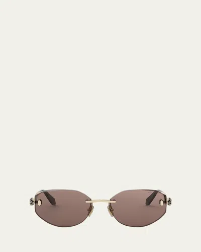 Bvlgari Serpenti Forever Rimless Oval Metal Sunglasses