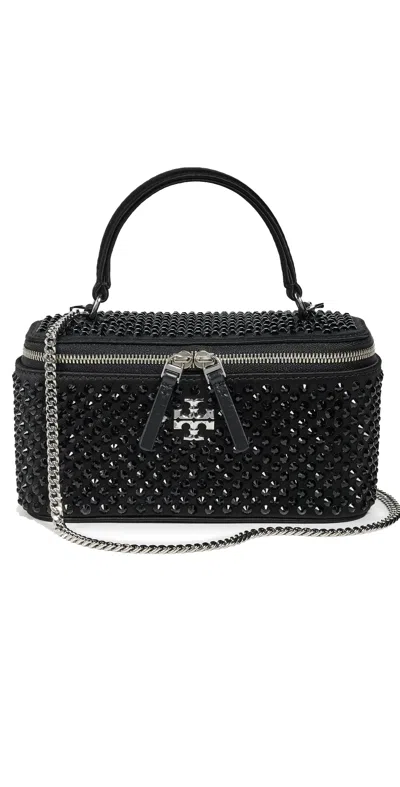 Tory Burch Kira Satin Hot Fix Vanity Case Black