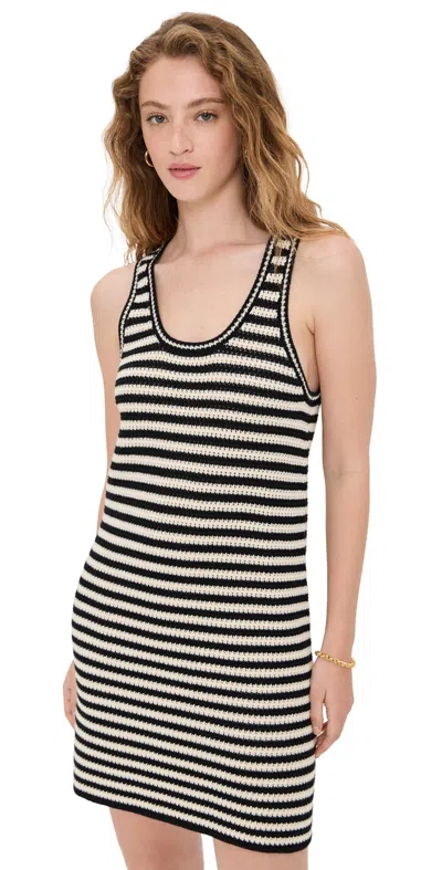 Anine Bing Arie Dress Black Ivory Stripe