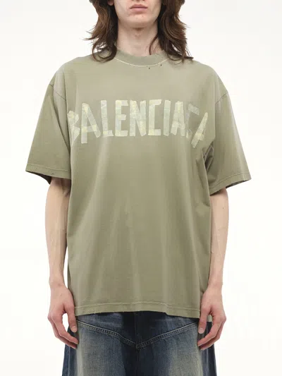 Balenciaga Tape Type Logo Print T-shirt In Verde Chiaro