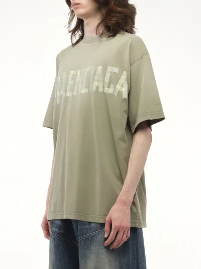 Balenciaga Tape Type Logo Print T-shirt In Verde Chiaro