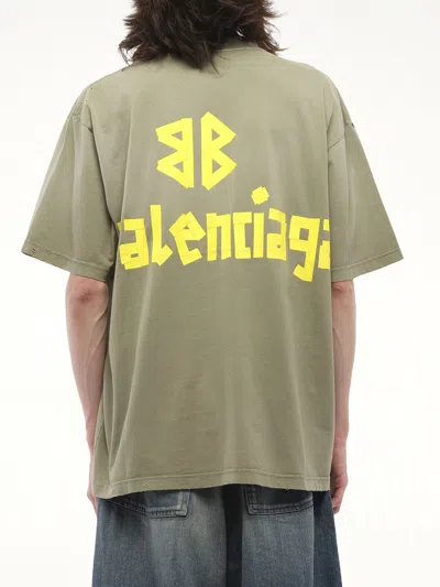 Balenciaga Tape Type Logo Print T-shirt In Verde Chiaro