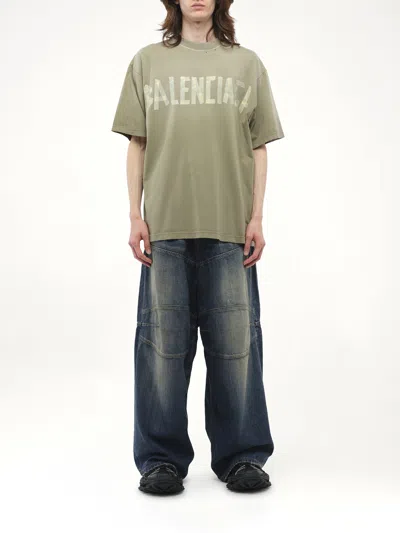 Balenciaga Tape Type Logo Print T-shirt In Verde Chiaro