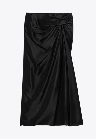 Balenciaga Draped Midi Skirt In Black