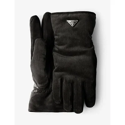 Prada Men's Napa Gloves With Triangle Logo
