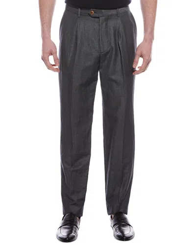 Brunello Cucinelli Leisure Fit Wool & Linen-blend Pant In Gray