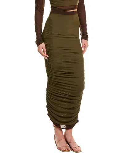 Rare London Mesh Midi Skirt In Green