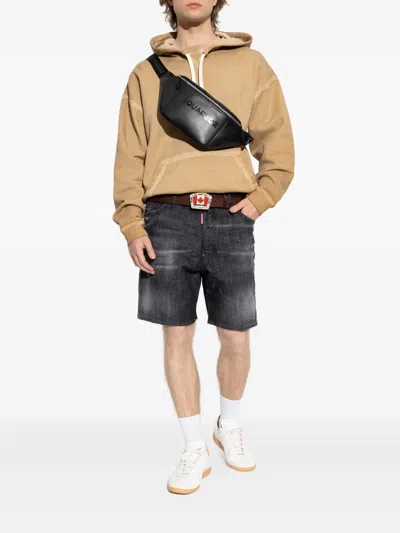 Dsquared2 Straight Denim Bermuda Shorts In Black