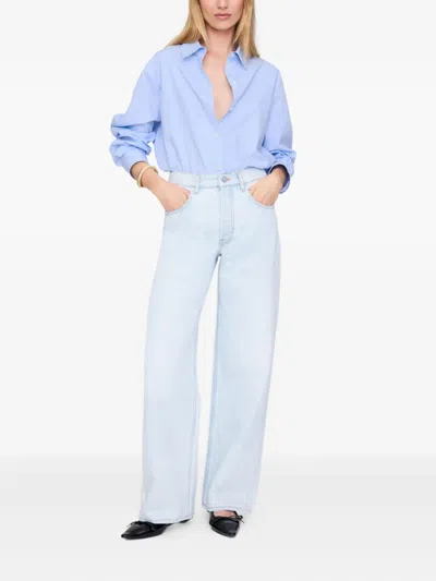 Anine Bing Womens Ultra Bleached Manon Wide-leg Denim Jeans In Blue