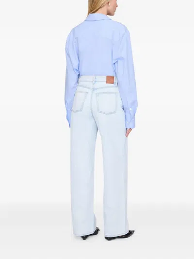 Anine Bing Womens Ultra Bleached Manon Wide-leg Denim Jeans In Blue