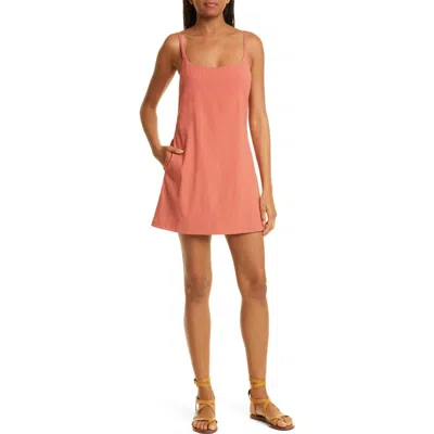 Rebecca Taylor Stretch Linen Blend Skirted Romper In Red