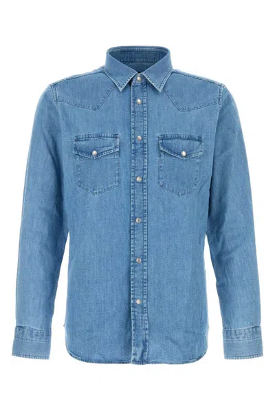 Tom Ford Cotton Denim Shirt In Blue