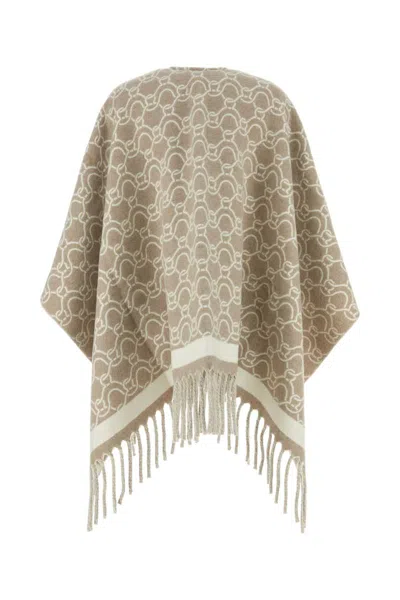 Ferragamo Embroidered Pattern Wool Cape