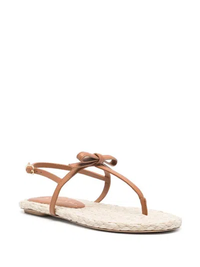 Stuart Weitzman Felicity Espadrillas Thong Sandals In Brown