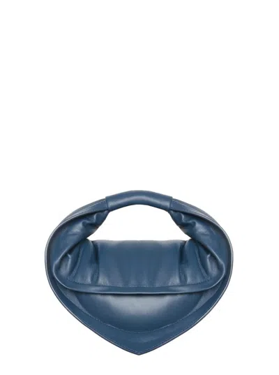 Federico Cina 'tortellino' Blue Mini Handbag With Adjustable And Removable Shoulder Strap And Logo Lettering On Th In Blue