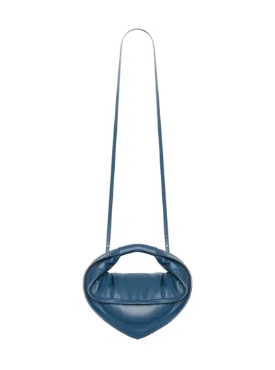 Federico Cina 'tortellino' Blue Mini Handbag With Adjustable And Removable Shoulder Strap And Logo Lettering On Th In Blue