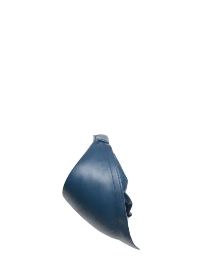 Federico Cina 'tortellino' Blue Mini Handbag With Adjustable And Removable Shoulder Strap And Logo Lettering On Th In Blue