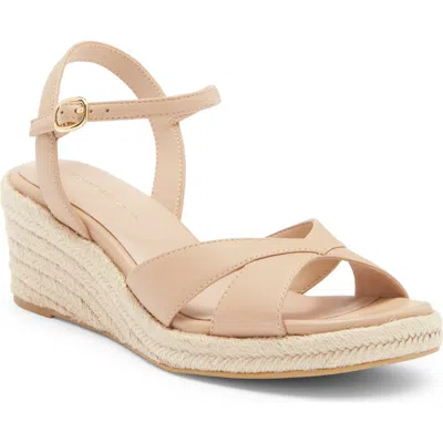 Stuart Weitzman Dayna Leather Crisscross Espadrille Sandals In Neutral