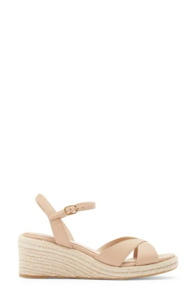 Stuart Weitzman Dayna Leather Crisscross Espadrille Sandals In Neutral