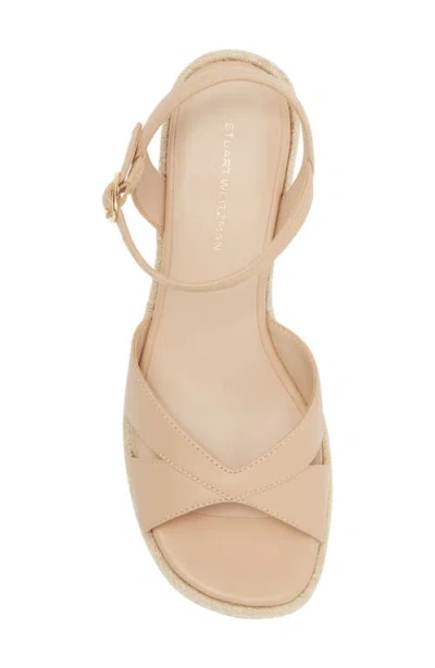 Stuart Weitzman Dayna Leather Crisscross Espadrille Sandals In Neutral