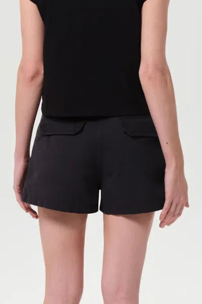 Agolde Kiva Mid Rise Cargo Short In Washed Black