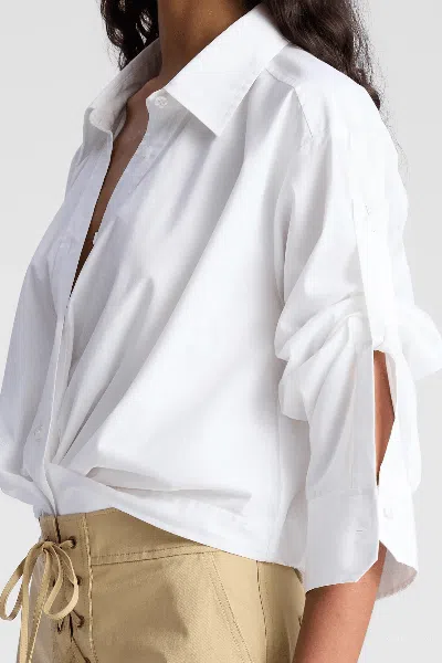 A.l.c Leo Cropped Cotton Shirt In White In White