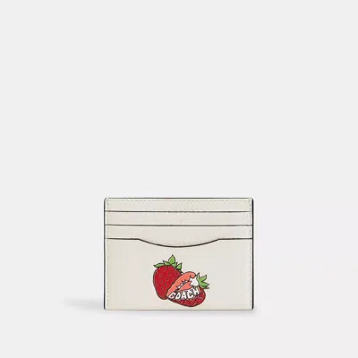 Coach Slim Id Card Case With Strawberry Graphic