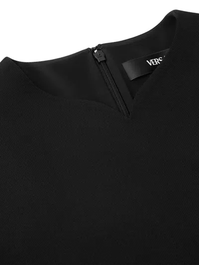 Versace Medusa Short Sleeve Shift Dress In Black
